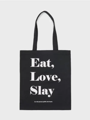 Sinsay - Torebka tote z napisem - czarny