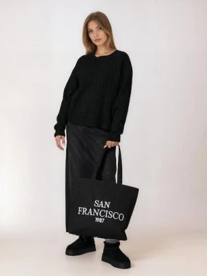 Sinsay - Torebka tote z napisem - czarny