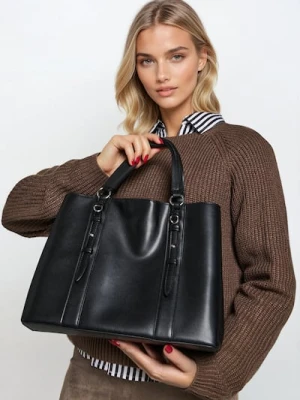 Sinsay - Torebka tote z odpinanym paskiem - czarny