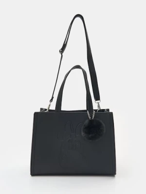 Sinsay - Torebka tote z odpinanym paskiem z tłoczeniem Minnie Mouse - czarny
