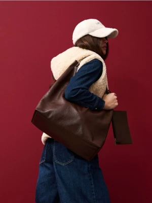 Sinsay - Torebka worek z etui - brązowy