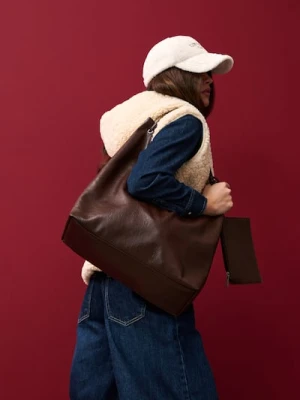 Sinsay - Torebka worek z etui - brązowy