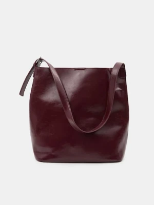 Sinsay - Torebka worek z imitacji skóry - bordowy