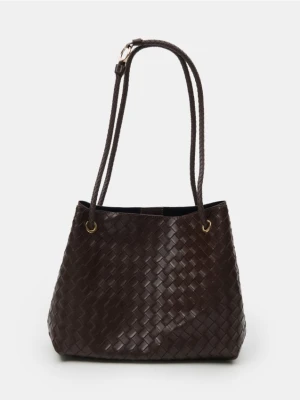 Sinsay - Torebka worek z imitacji skóry - brązowy