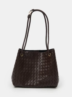 Sinsay - Torebka worek z imitacji skóry - brązowy