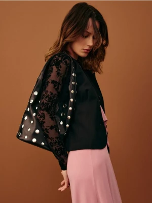 Sinsay - Torebka worek z imitacji skóry - czarny