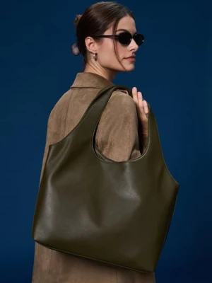 Sinsay - Torebka worek z imitacji skóry - khaki