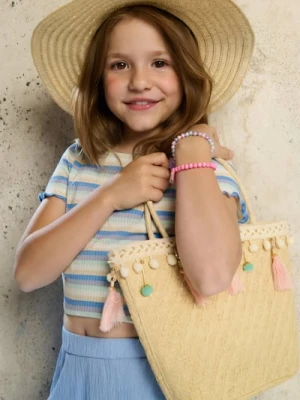 Sinsay - Torebka z ozdobnymi pomponami i chwostami - kremowy