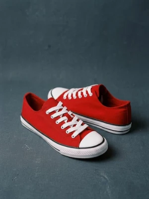 Sinsay - Trampki niskie sznurowane - czerwony