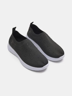 Sinsay - Trampki z kryształkowym wykończeniem - czarny