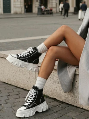 Sinsay - Trampki za kostkę - czarny