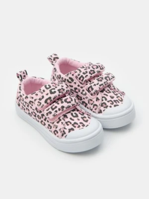 Sinsay - Trampki ze skórzaną wkładką z nadrukiem w panterkę - różowy