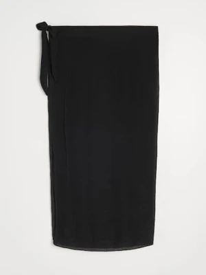 Sinsay - Transparentne pareo plażowe z rozcięciem - czarny