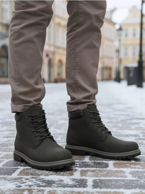 Sinsay - Trapery sznurowane z imitacji zamszu - czarny