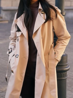 Sinsay - Trencz z ozdobnymi guzikami - beżowy