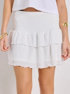 Sinsay - Warstwowa spódnica mini z falbankami - biały