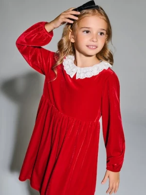 Sinsay - Welurowa sukienka - czerwony