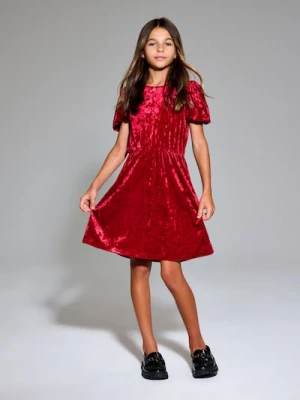 Sinsay - Welurowa sukienka - czerwony