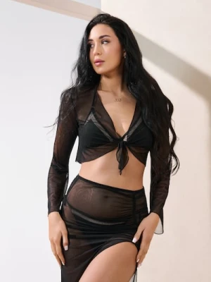 Sinsay - Wiązana bluzka na plażę - czarny