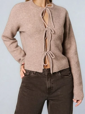 Sinsay - Wiązany kardigan z domieszką wełny - brązowy