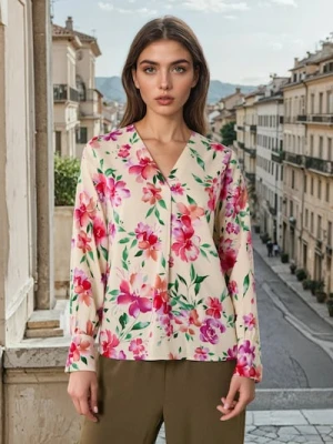 Sinsay - Wiskozowa bluzka w kwiaty - wielobarwny