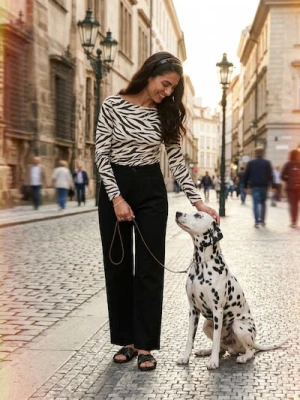 Sinsay - Wiskozowa bluzka z długim rękawem w zeberkę - wielobarwny