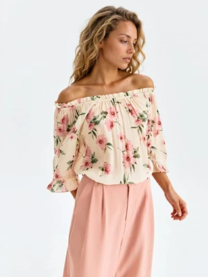 Sinsay - Wiskozowa bluzka z falbankami w kwiaty - wielobarwny