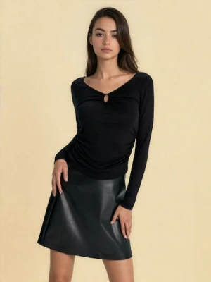 Sinsay - Wiskozowa bluzka z ozdobnymi marszczeniami - czarny