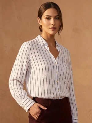 Sinsay - Wiskozowa koszula regular fit w paski - biały