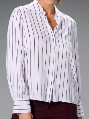 Sinsay - Wiskozowa koszula regular fit w paski - bordowy