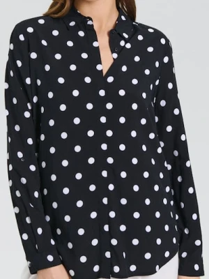 Sinsay - Wiskozowa koszula w groszki - czarny