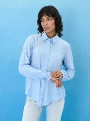 Sinsay - Wiskozowa koszula w kratę - błękitny