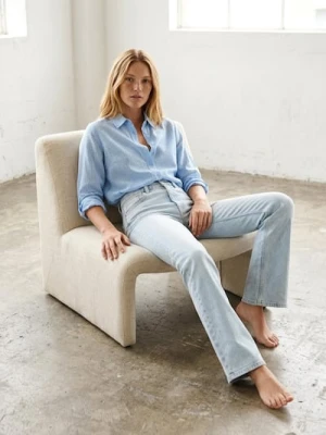 Sinsay - Wiskozowa koszula w kratę - błękitny