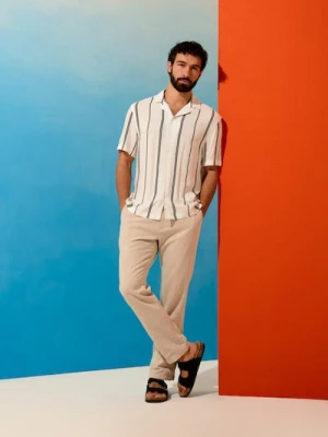 Sinsay - Wiskozowa koszula w paski - biały