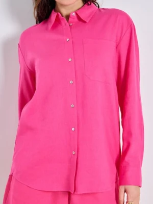 Sinsay - Wiskozowa koszula z domieszką lnu - różowy