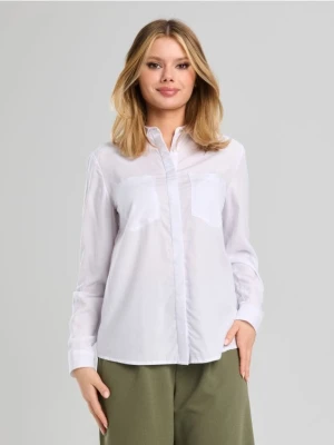 Sinsay - Wiskozowa koszula z kieszeniami - biały