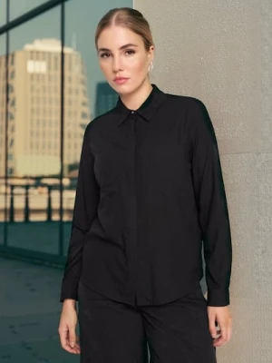 Sinsay - Wiskozowa koszula z kieszeniami - czarny