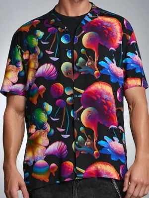 Sinsay - Wiskozowa koszula z kołnierzykiem w abstrakcyjny wzór - wielobarwny