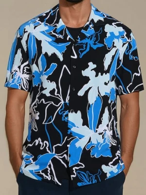 Sinsay - Wiskozowa koszula z krótkim rękawem - czarny