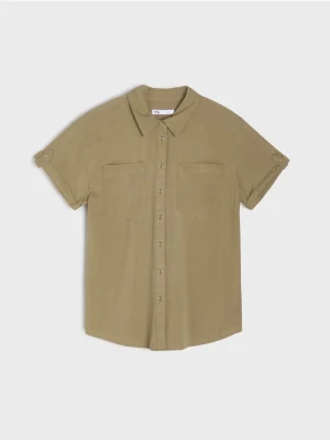 Sinsay - Wiskozowa koszula z krótkim rękawem - zielony