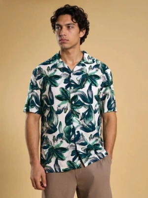 Sinsay - Wiskozowa koszula z krótkim rękawem - zielony