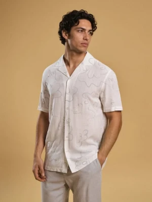 Sinsay - Wiskozowa koszula ze wzorem - kremowy