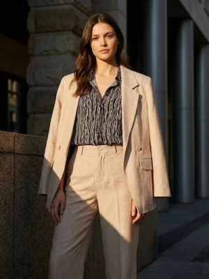 Sinsay - Wiskozowa koszula ze wzorem w zebrę - beżowy