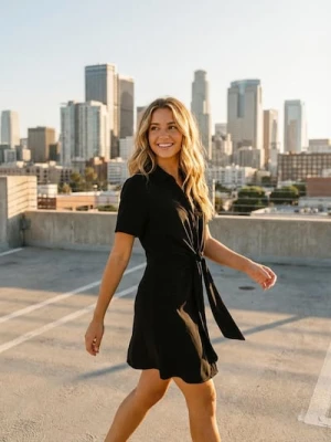 Sinsay - Wiskozowa koszulowa sukienka mini - czarny