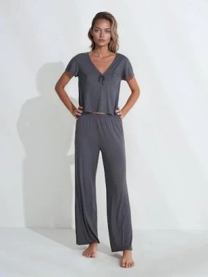 Sinsay - Wiskozowa piżama dwuczęściowa - szary