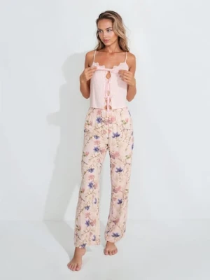 Sinsay - Wiskozowa piżama dwuczęściowa z motywem kwiatowym - różowy