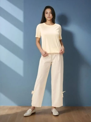 Sinsay - Wiskozowa piżama dwuczęściowa - żółty