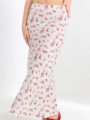 Sinsay - Wiskozowa spódnica maxi w kwiaty - różowy