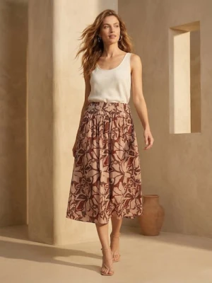 Sinsay - Wiskozowa spódnica midi w kwiatowy wzór - wielobarwny