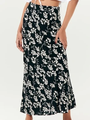 Zdjęcie produktu Sinsay - Wiskozowa spódnica midi w kwiaty - czarny